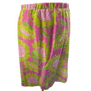 Lilly Pulitzer Daisy Pink & Green SILK VINTAGE Stretch Womens Skirt Size 4